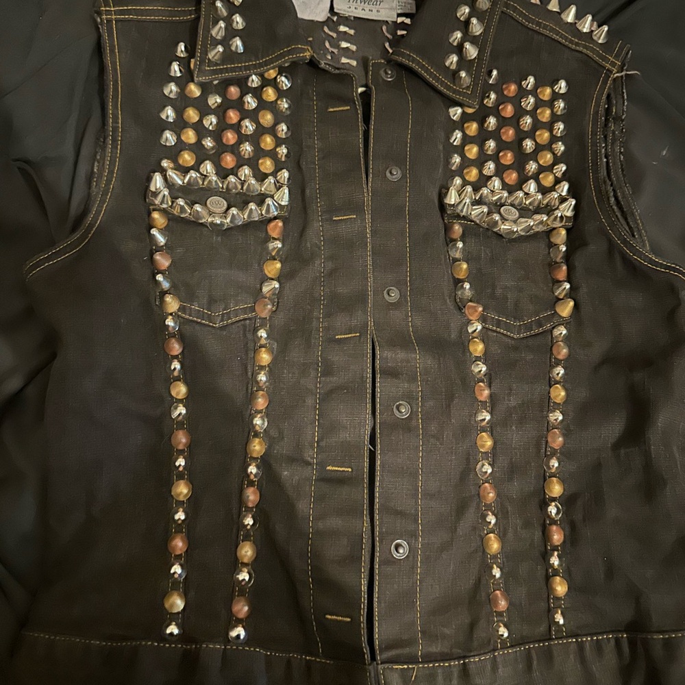 Studded Black Denim Vest